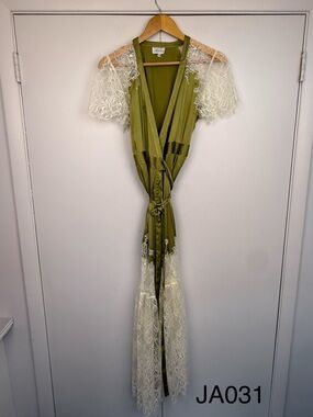 Marjolaine Nymphe Silk Lace Long Robe FR 36